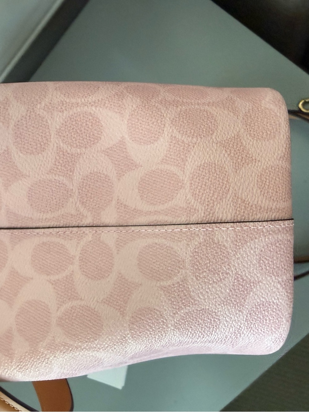 NWOT Coach Outlet Rowan bucket bag in powder pink WITHOUT tea rose charm - Picture 6 of 10
